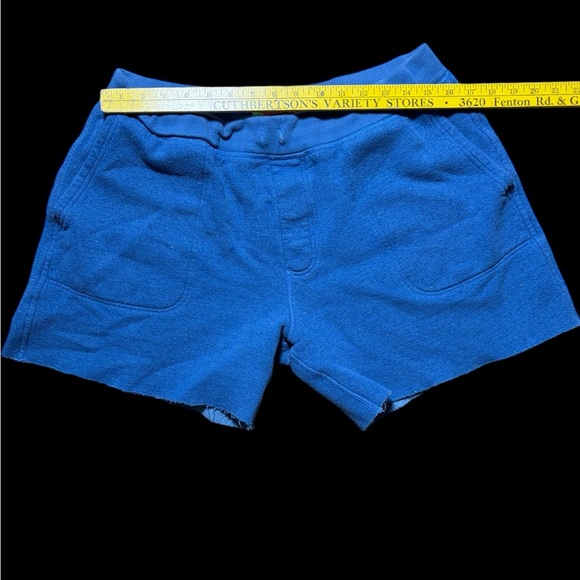 Blue Cut off Sweat Shorts - Picture 3 of 7
